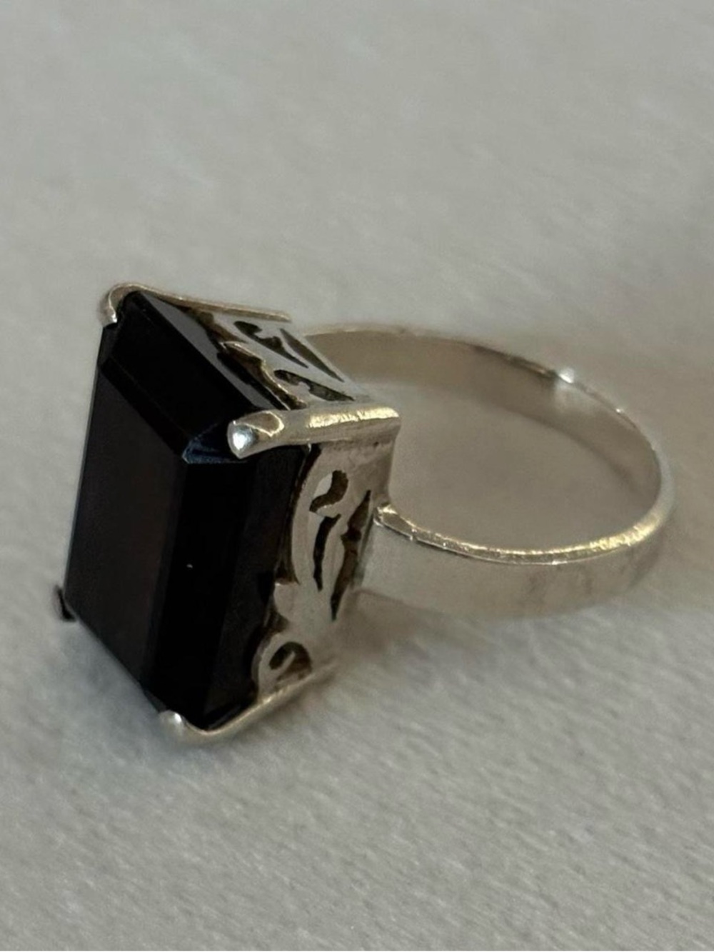 Vintage 925 Sterling Silver Chunky Smoky Quartz Cocktail Ring Size 7.5